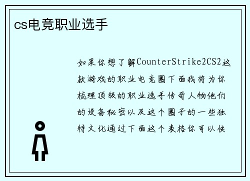 cs电竞职业选手